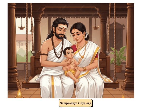 āryāmbā-jaṭhare janiḥ