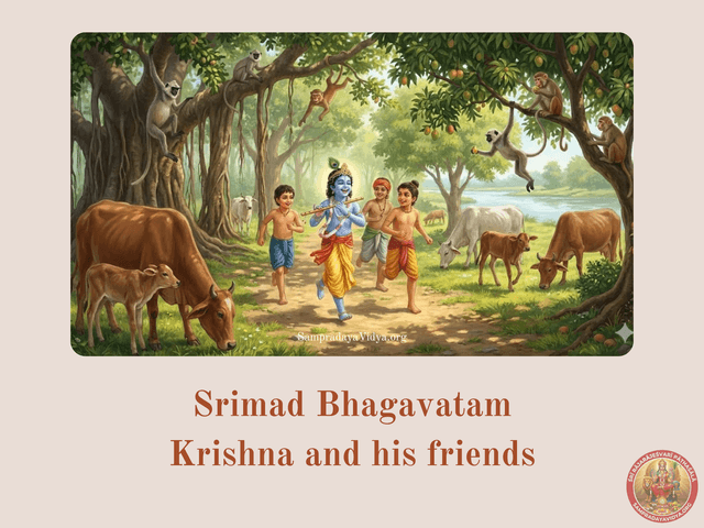 SriKrishna's Leelas 10 - Krishna steals butter and plays with Balarama, his friends and all the animals