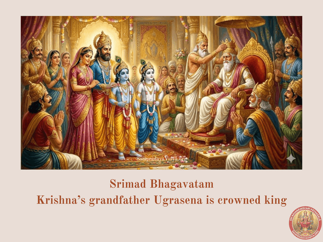 SriKrishna's Leelas 26 - Krishna and Balarama attend the crowning ceremony of their grandfather Ugrasena as king