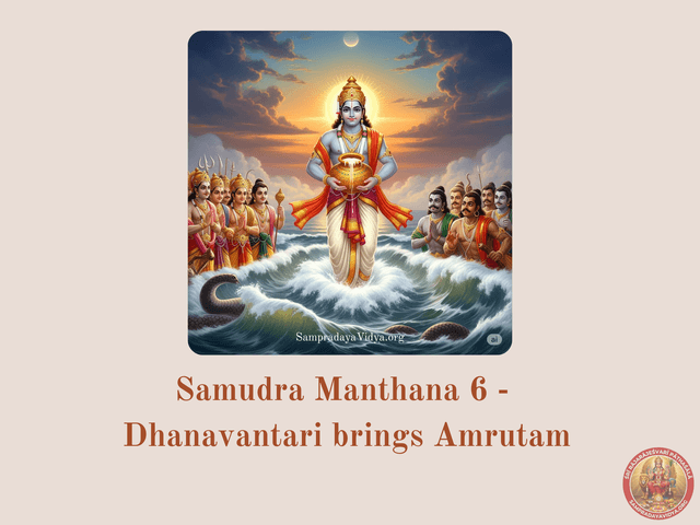 Samudra Manthana 6 - Dhanavantari arises from the Ocean with Amruta